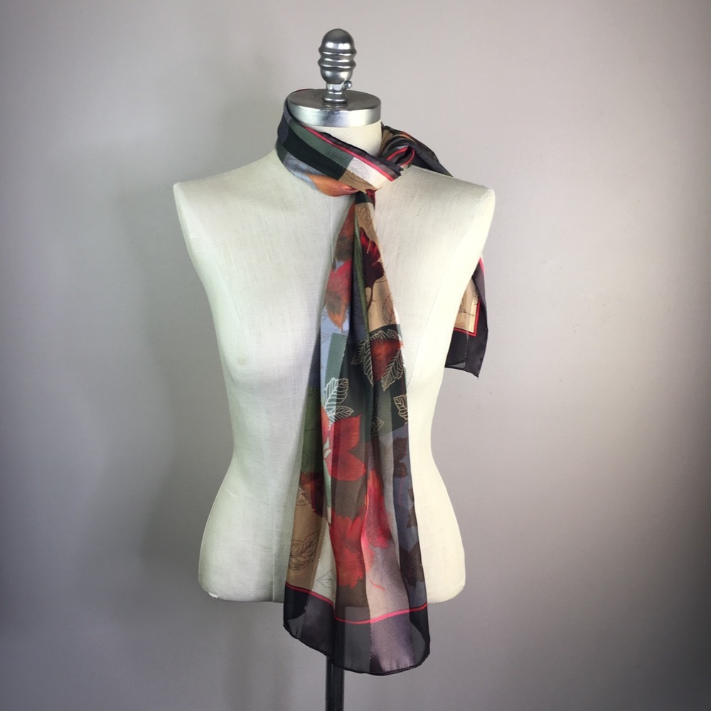 12” x 58” Autumn Fall Colorful Leaf Leaves Scarf